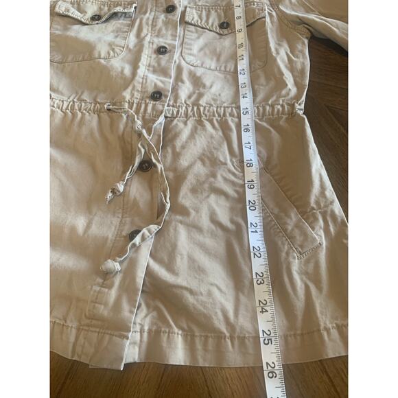 Love Tree Free People Canvas Cargo Coat Womens Small Cream Hooded Utility Jacket - Picture 12 of 14